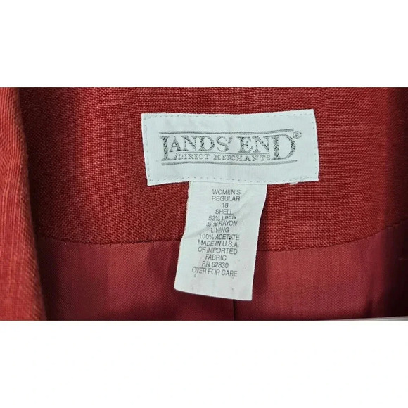 Vintage Lands End women’s coral linen blend casual office blazer size 18. - Picture 5 of 6
